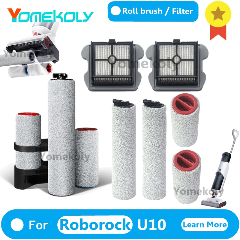 For Xiaomi Roborock U10 Wireless Floor Scrubber Vacuum Cleaner Accessories 3 Heavy Detachable Roller Brush Washable Filter Parts