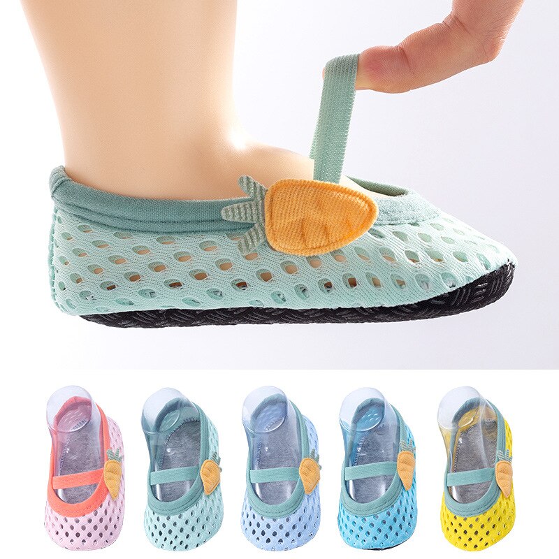 New Mesh Non-Slip Floor Socks Children's CartoonToddler Shoes Socks Baby Indoor Soft Bottom Thin Baby Floor Socks Girl