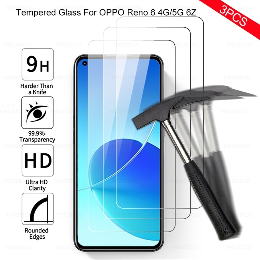 appo opo renault 6 glass 3Pcs full cover tempered glass for oppo reno6 reno 6 4g 6z 5g HD explosion-proof screen protector film