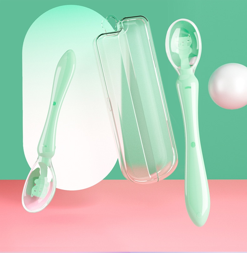 Candy Color Baby Feeding Spoon Non-Slip Baby Trainning Spoon Food Grade Silicone Cute Feeding Tableware Baby Silicone Soft Spoon