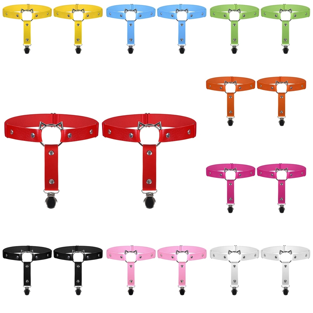2PC Sexy Leg Ring Garter Harajuku Elasticity Leather Harness Tight Suspender Punk Belts Bondage Gothic Fashion New Erotic Clip