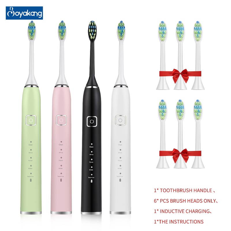 Boyakang Sonic Electr Toothbrush Rechargeable 5 Modes Smart Timing IPX7 Waterproof Dupont Bristles Wireless Charging BYK31