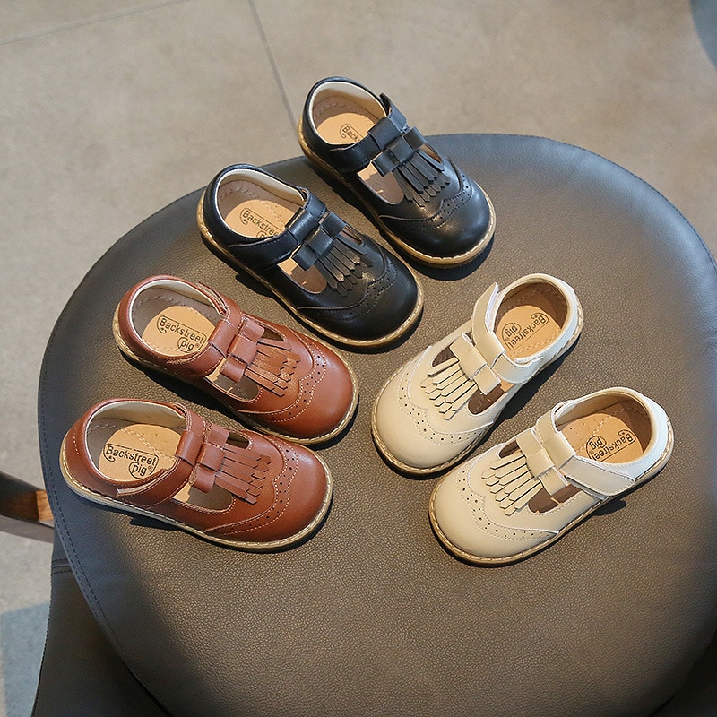 Girls' soft-soled genuine leather British style baby shoes Western style children's spring and autumn shoes