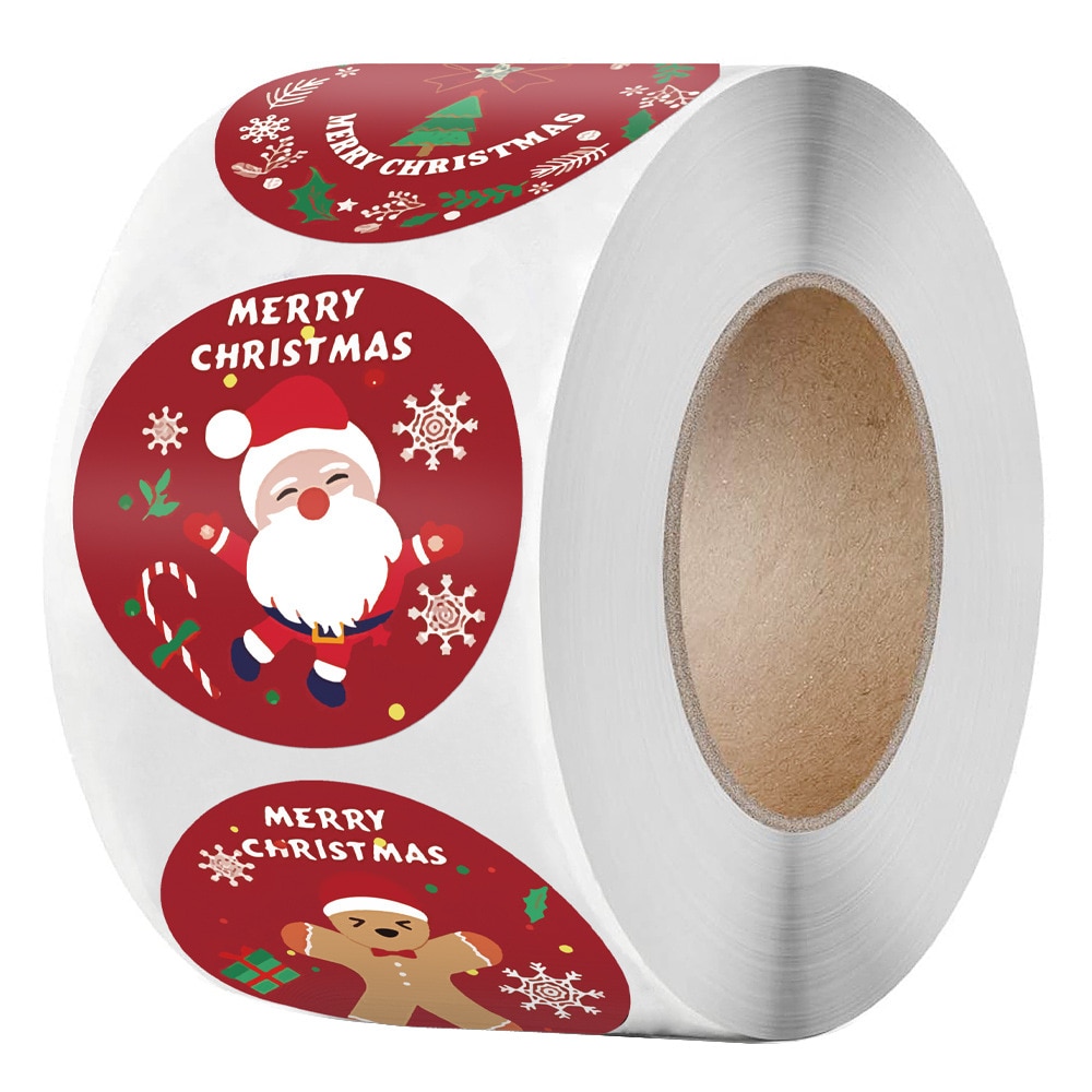 Santa Claus Christmas Gift Decoration Sticker Packaging Stationery Sticker Happy Holidays Decoration Seal Label 50-500PCS