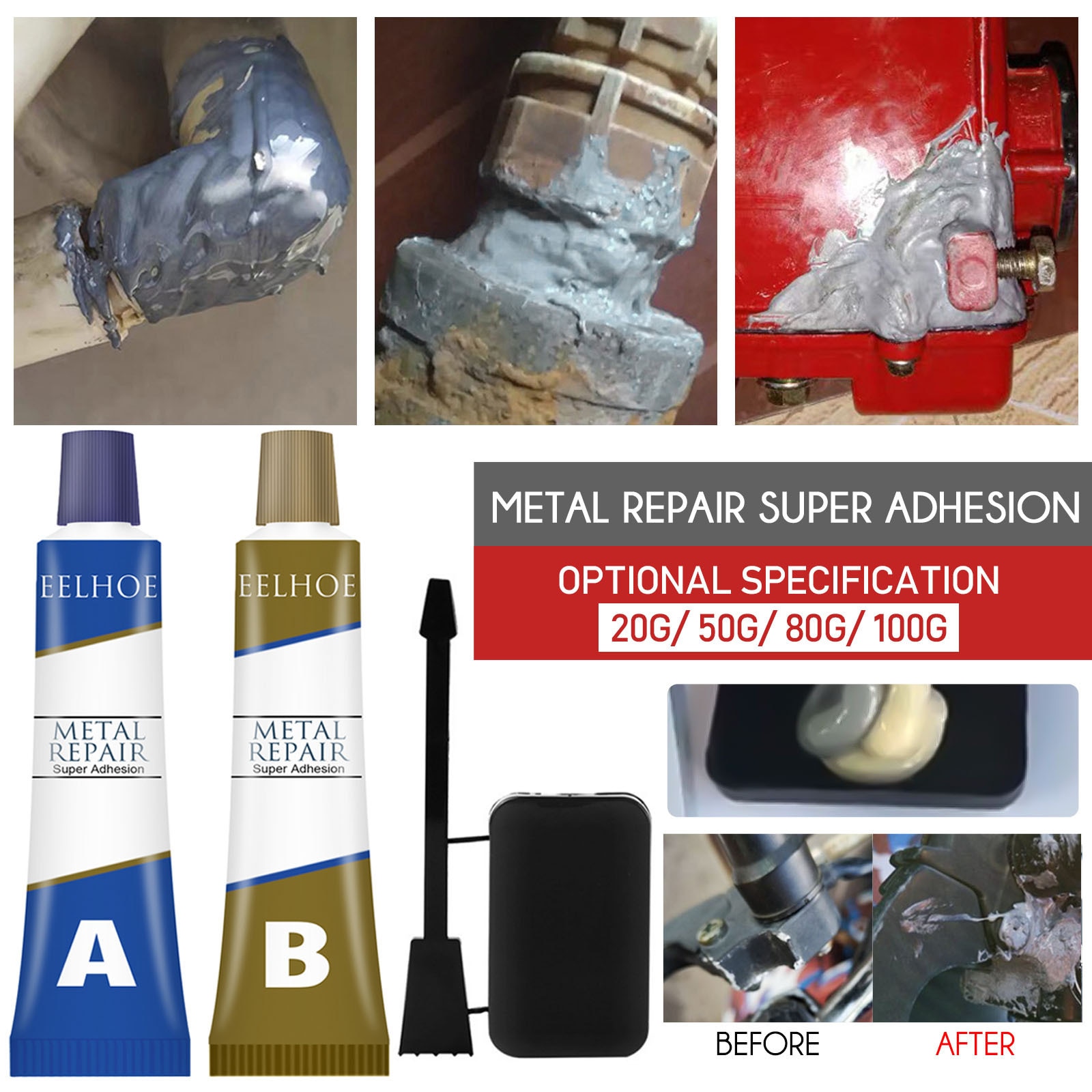 AB Glue Kit High Temperature Metal Repairing Adhesive Crackle Repair Welding Industrial Quick Drying Special Leakage Super Glue