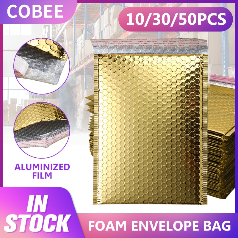 10/30/50Pcs Aluminized Film Envelope Self-sealing Envelope Liner Shipping Envelope Bubble Pouch Shipping Package High Quality