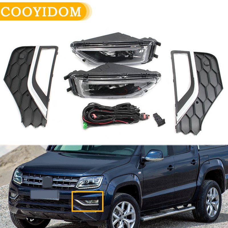 Front Bumper Fog Car Lights Driving Lamp foglamp Car Front Bumper Fog Light Grill For Volkswagen For VW Amarok 2016 2017 2018
