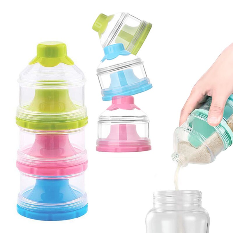 Portable Baby Food Storag Box Multiple Openings Cereal Cartoon Infant Milk Powder Box Toddle Snack Container Formula Dispenser
