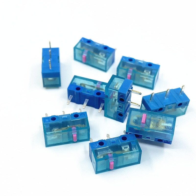 Free Shipping 10Pcs New HUANO Blue transparent Shell Pink dot Mouse Micro Switch Button 80 Million Life Computer mouse
