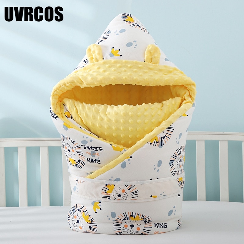 Baby Cuddles Are Thickened In Autumn and Winter with Beanie Fleece Anti-startle Swaddling Quilt for Newborns Baby Blankets
