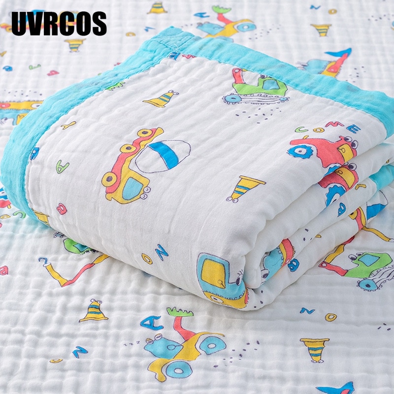 110*110cm Lace Edge Banded Muslin Cotton Blanket Baby Swaddle Summer Stroller Cover Newborn Bath Towel Baby Receiving Blanket
