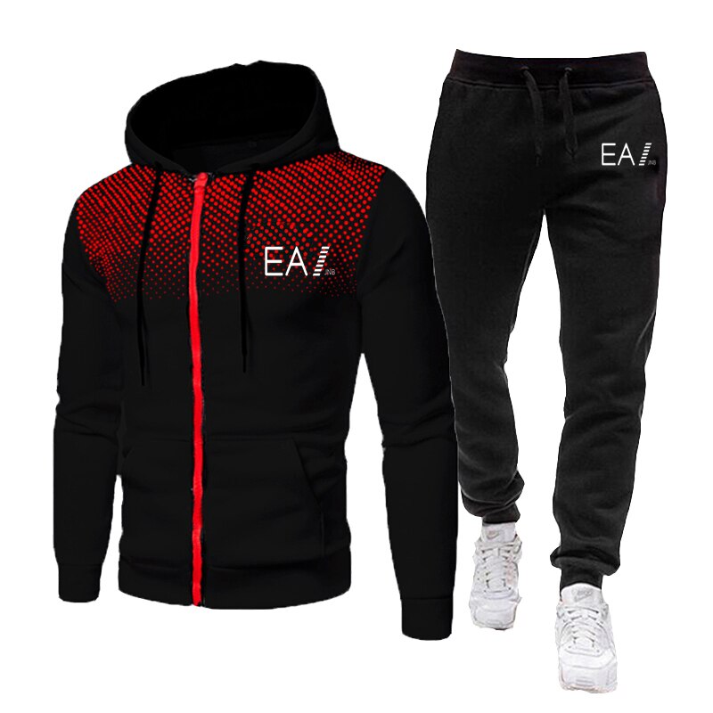 New brand men's hoodie suit sportswear sweatshirt zipper suit hoodie + sweatpants jogging men's pullover sports suit m