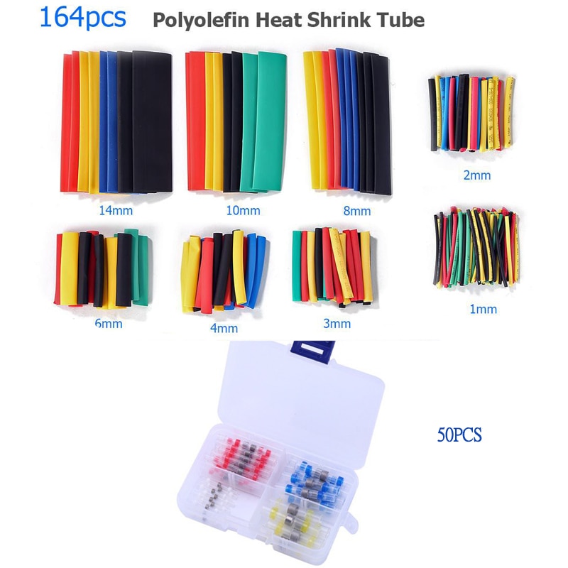 50/164PCS Thermoretractile Case Tube Heat Shrink Sleeve Waterproof Shrinkable Tubing Connect Sleeving For Wire 220V Polyolefin