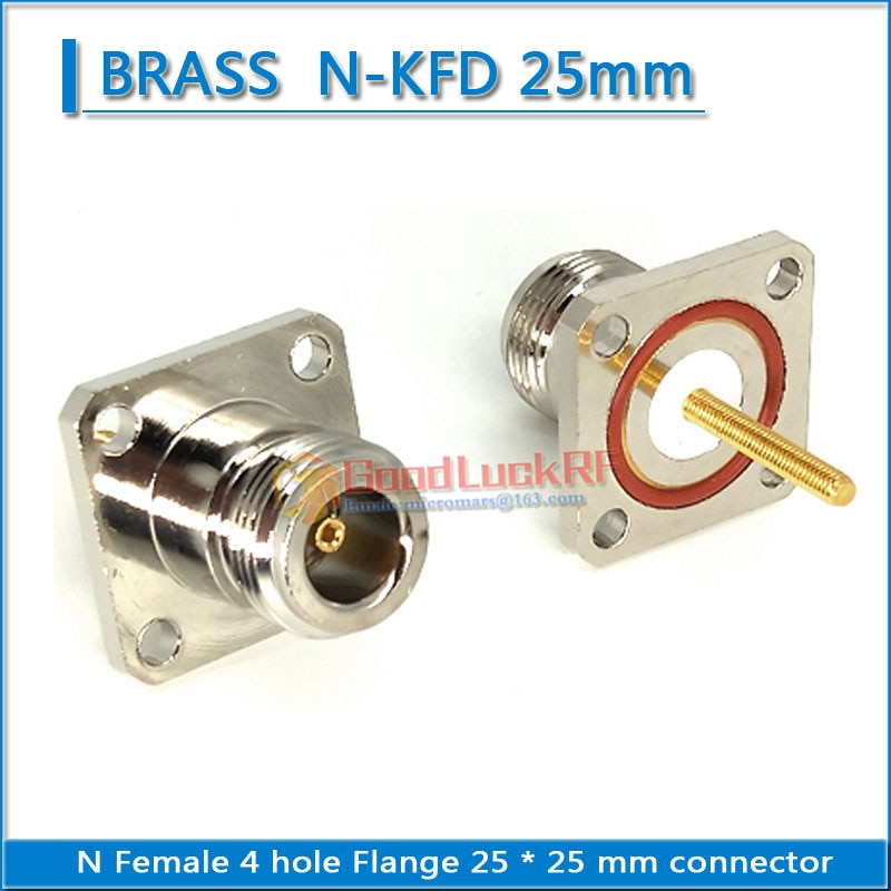 1X Pcs N Female With 4 Hole Flange Panel Chassis Mount Waterproof ring 25 * 25 mm Plug Copper RF Connector Coaxial Adapters