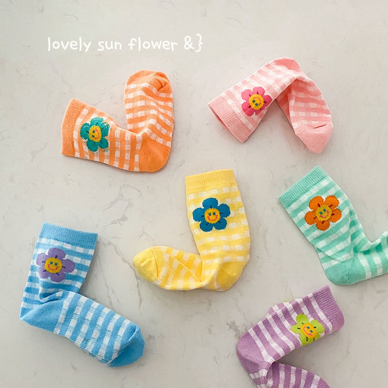 MILANCEL 2022 Spring New Kids Socks Sun Flower Girls Socks Korean Fashion Children Socks