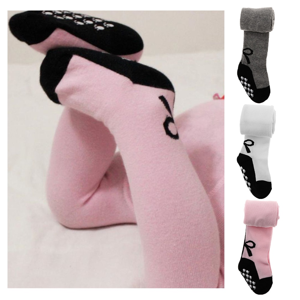 Autumn Spring Fashion Baby Kids Girls Bow Anti-slip Soft Cotton Warm Stockings Tights Foot Protection Pantyhose Stockings