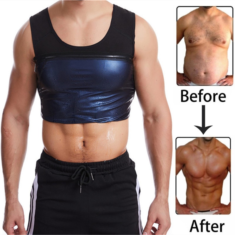 Men Sauna Shapewear Sweating T-shirt Sleeveless Waist Trainers Abdomen Fat Burning Girdles Slimming Body Shapers Belts Tank Tops