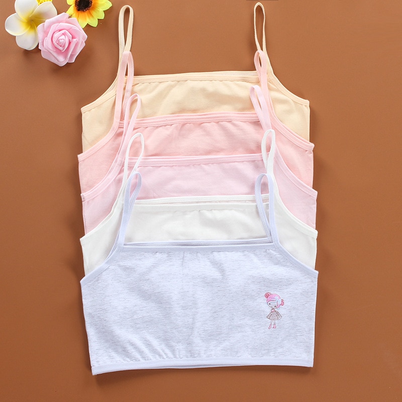 2pcs Brs for Teenage Girs Underwear Teenage Girls Clothing Cute Bra Summer Thin String Vest Sling 8-14 Years Old