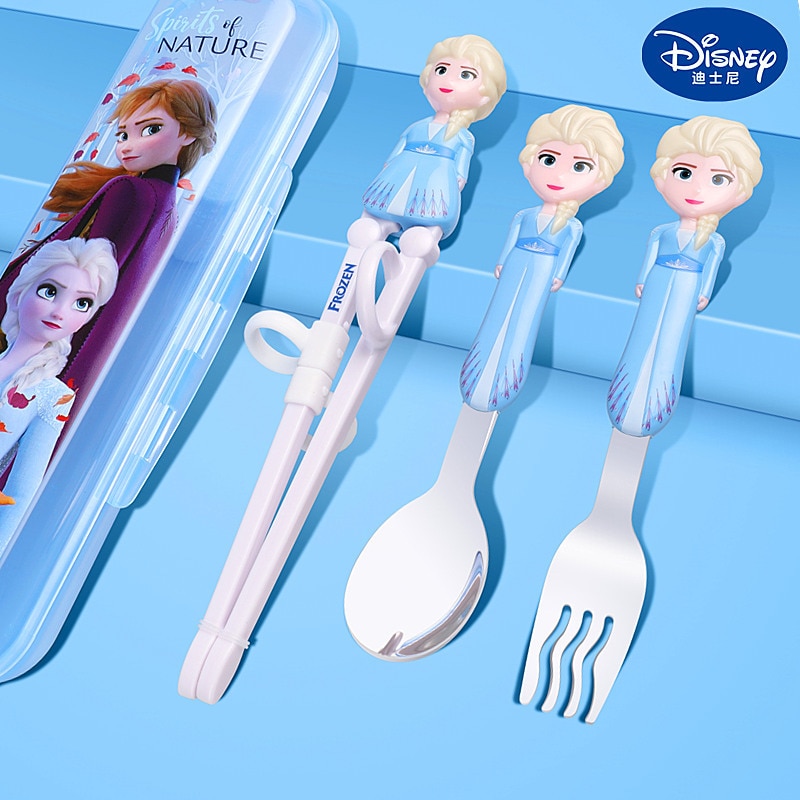 Disney Children's Chopsticks Training Chopsticks Baby Learning Practice Chopsticks Baby Auxiliary Spoon Fork Cutlery Set