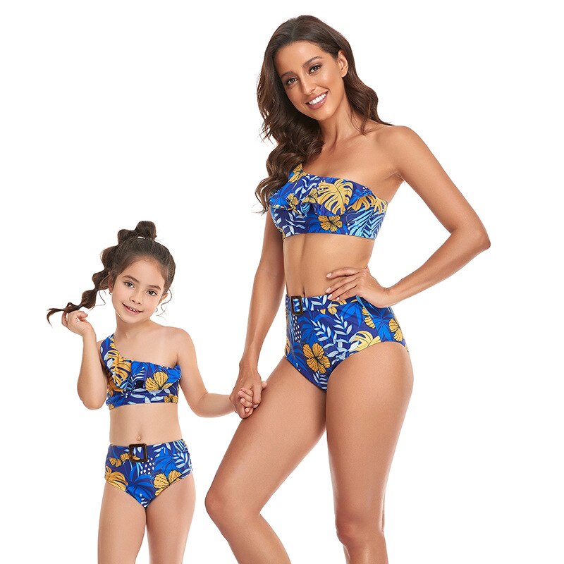 2022 Family Black Matching Outfit Swimwear Women Swimsuit Mother Daughter Kid Girl Bathing Swim Suit Bikini Swimsuit