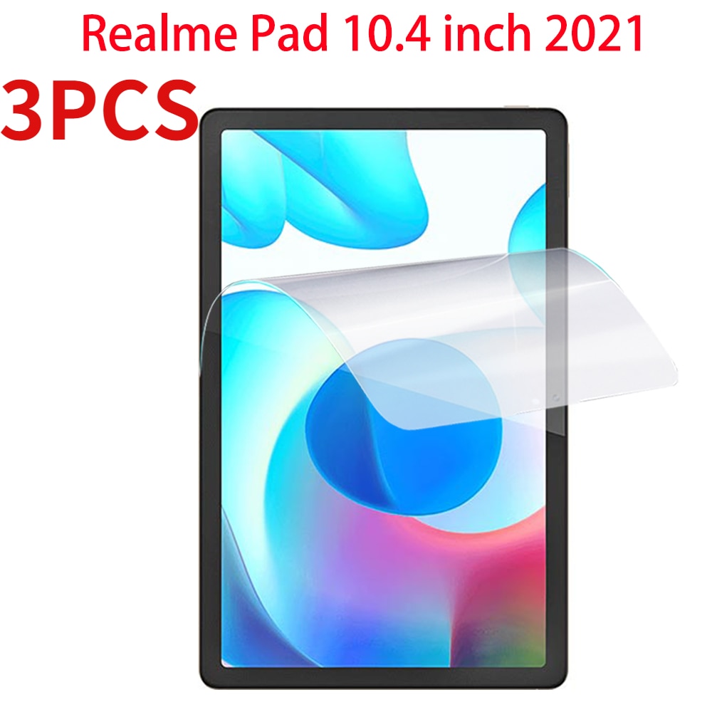 3PCS PET Soft Film For Realme Pad RealmePad 10.4" Clear Anti Fingerprints Hydrogel Full Cover Soft Screen Protector Film