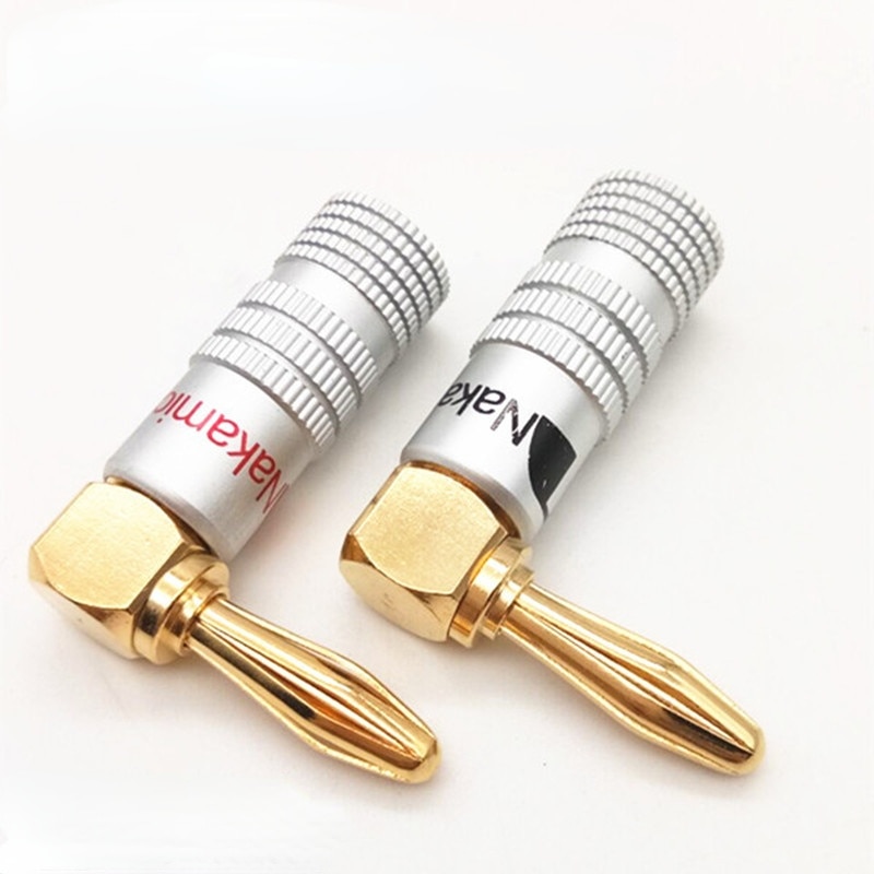 4PCS Banana Plug Right Angle 90 Degree 4mm Gold-Plated Video Speaker Adapter Audio Connector Banana Connectors