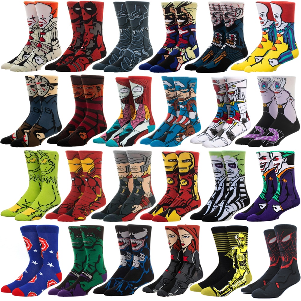 Men fashion socks anime funny socks hip hop personality anime socks cartoon fashion skarpety high quality sewing pattern socks