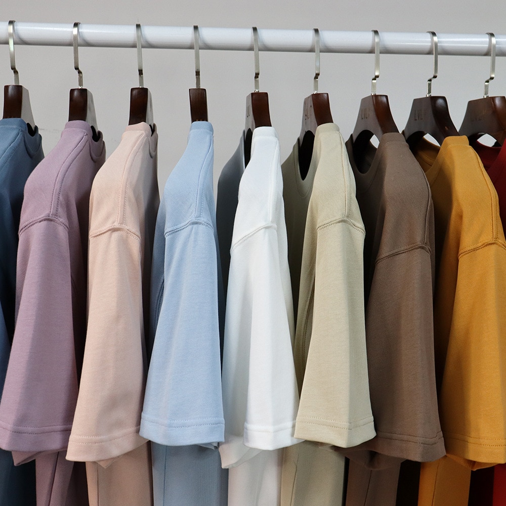 Pure cotton small left shoulder T-shirt retro contracted render unlined upper garment