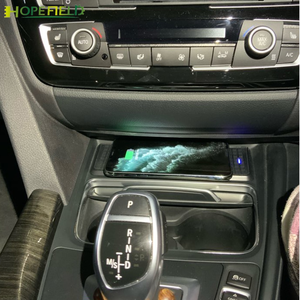 Car qi wireless charger water cup holder trim for BMW 3 series F22 F20 M4 F82 F30 F31 F32 F34 F36 phone fast charging board