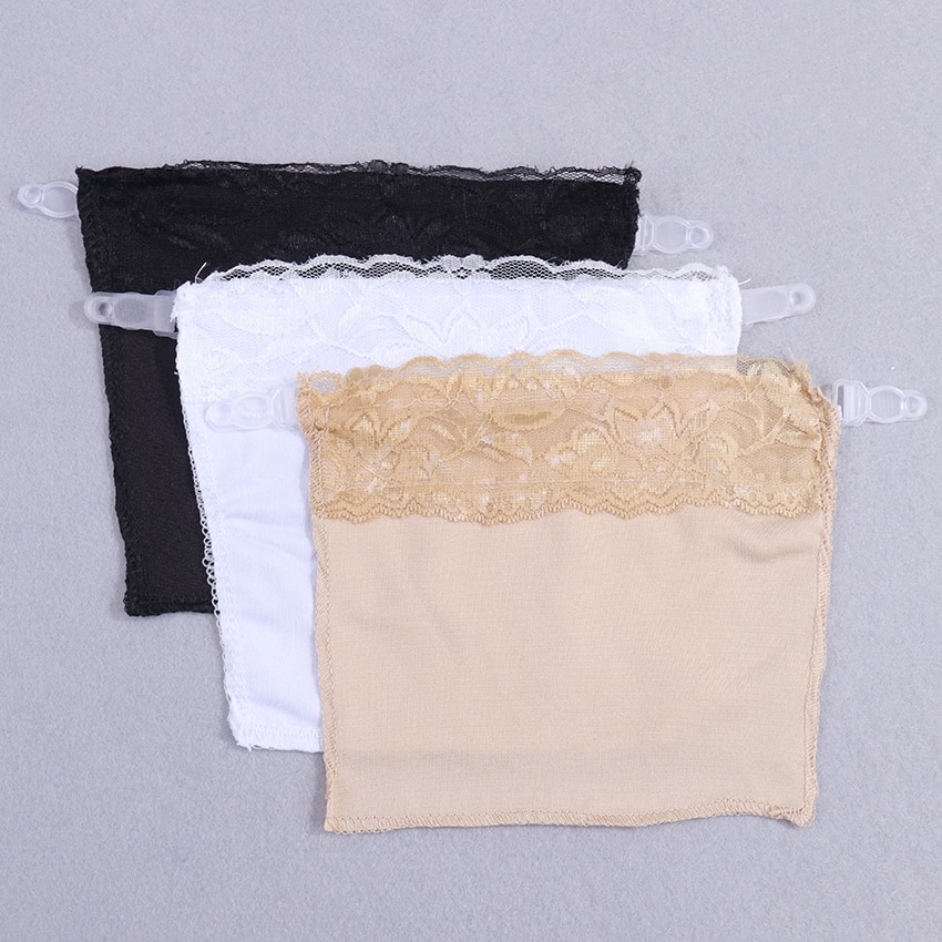3PCS Women Quick Easy Clip-On Lace Mock Camisole Bra Insert Wrapped Chest Overlay Modesty Panel