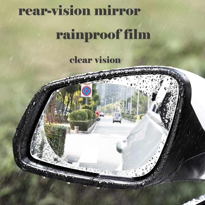 2 Pcs Car Rain-proof Film Rearview Mirror Side Window Anti-Fog Anti-reflective Clear Protective Sticker Auto Exterior Accessary