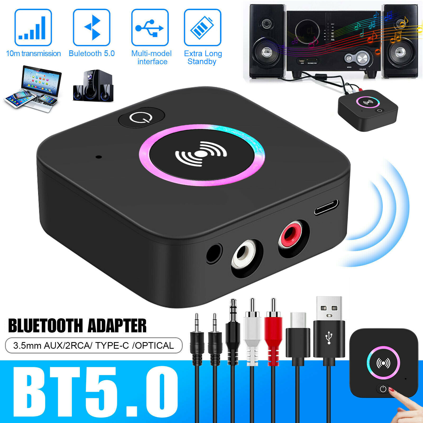 2in1 Bluetooth Transmitter & Receiver Wireless Home TV Stereo Audio AUX Adapter Car Accessories High-quality Bluetooth Adapt