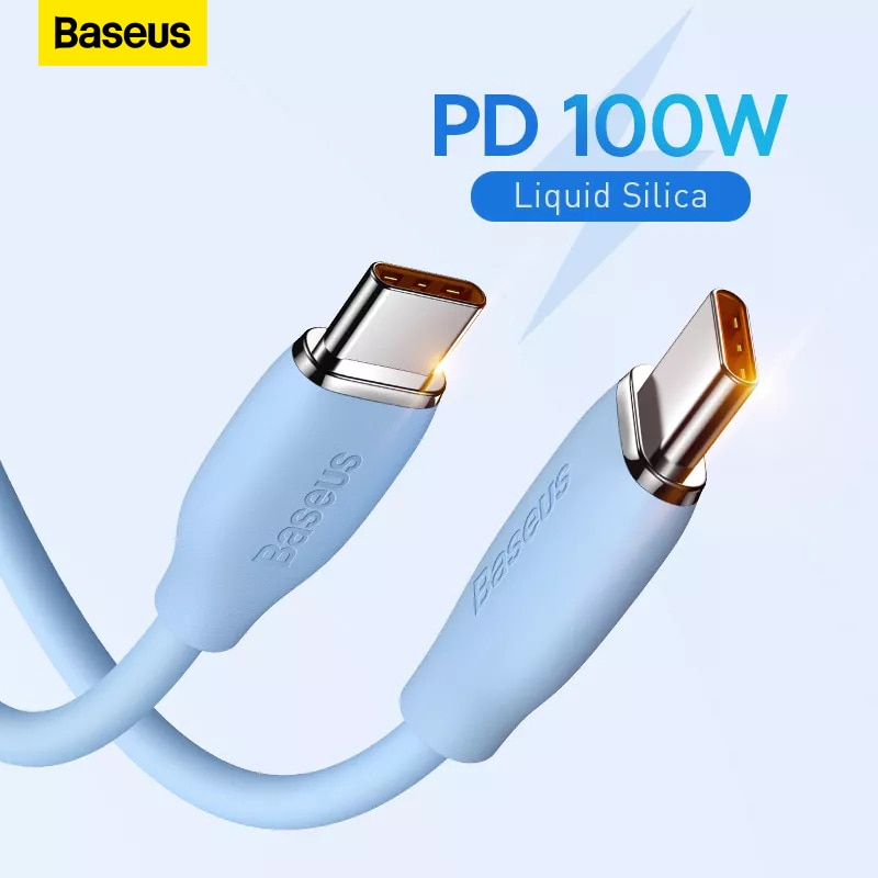 Baseus 100W 6A Super Fast Charge PD Type C Liquid Silicone USB C Cable For Huawei Quick Charge For Laptops MacBook Charger Cable