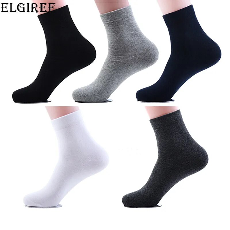 1 Pairs Men Socks Set Cotton Middle Tube Breathable Sweat-Absorbent Spring Autumn Black Socks Business Socks Pack Size EU 39-43