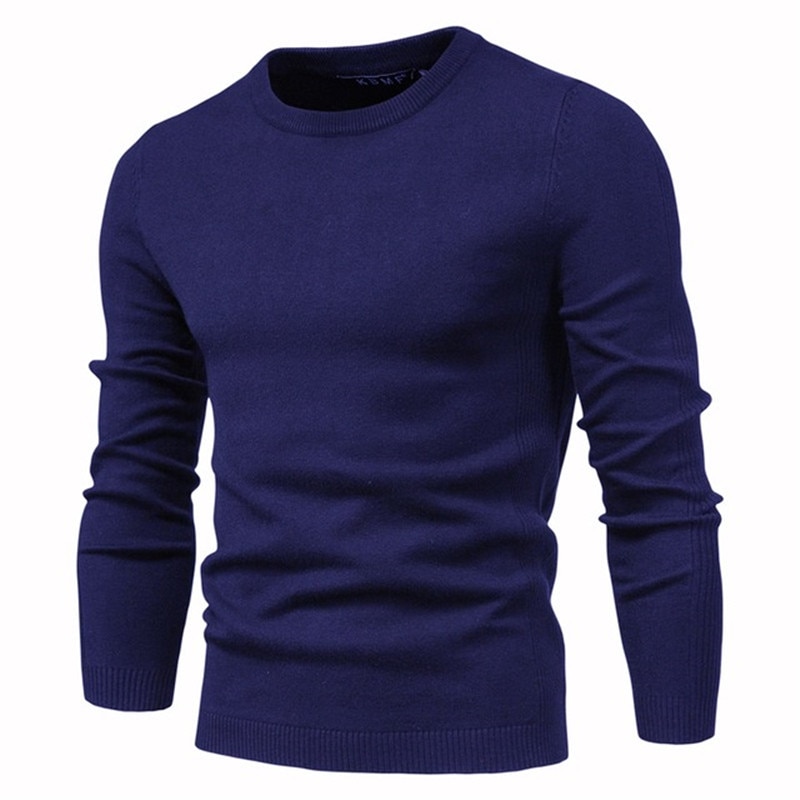 2020 autumn new casual solid color coarse wool men's fashion slim O-neck pullover sweater men
