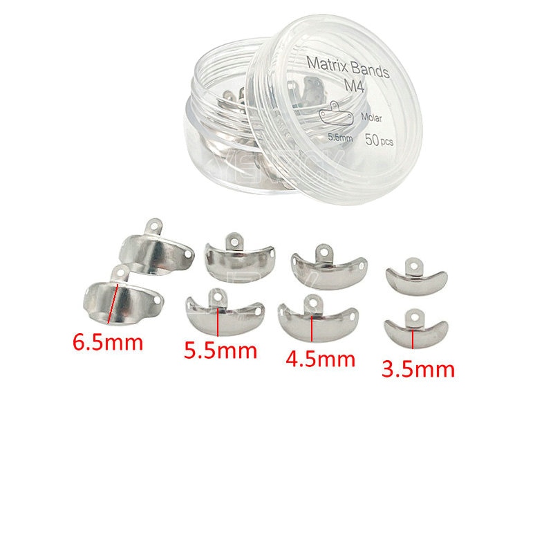 50pcs/Box Dental Matrix Sectional Contoured Bands Metal Matrices Bands with Holes Dentistry Materials
