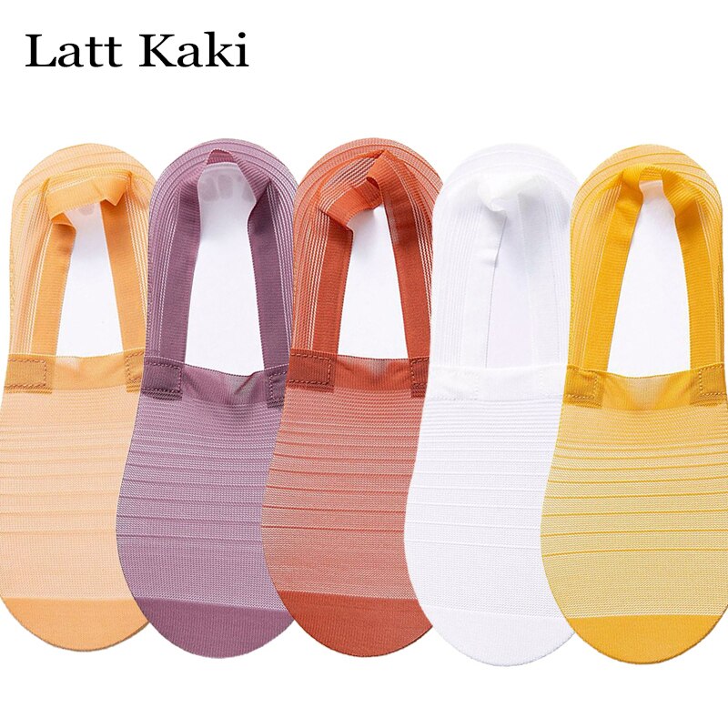 5 Pairs Socks For Women New Women Invisible Ankle Socks Slippers Color Thin Mesh Transparent Women's No Show Socks Korea St