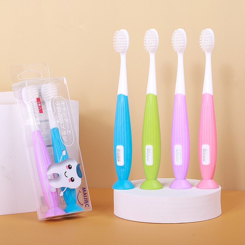 2Pc/set Kids Toothbrush Infant Toothbrush With Handle Silicone Oral Care Cleaning Brush for Toddlers Ages 2-12 Child Teeth Brush