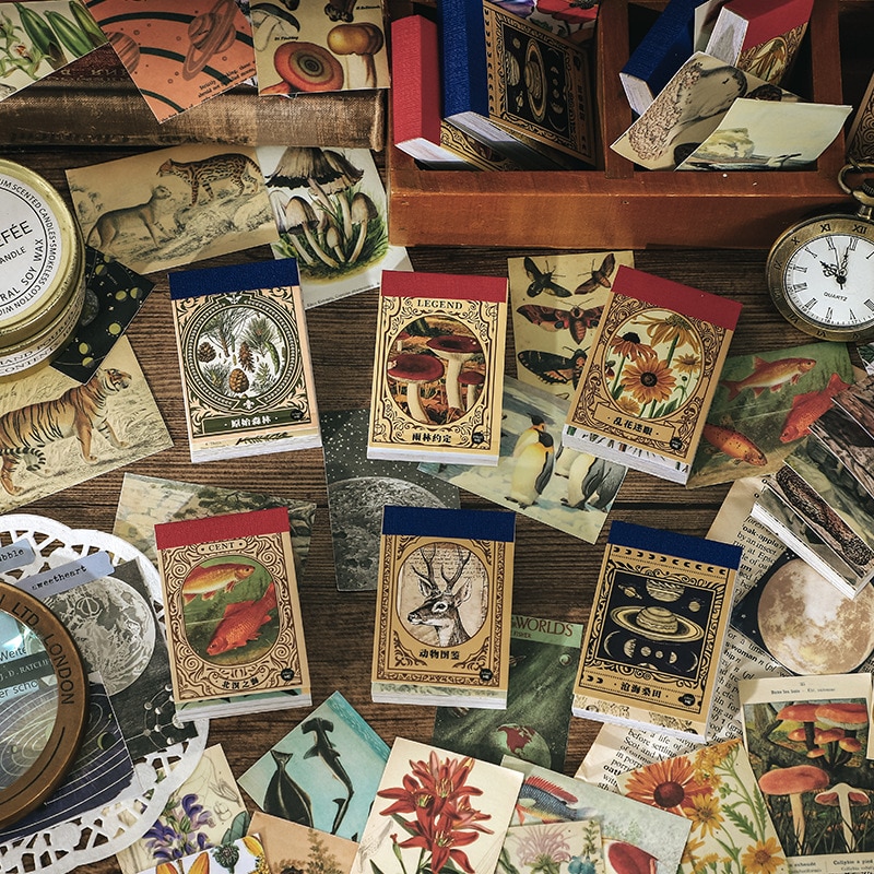 50 sheets Retro washi paper sticker book Vintage animals plants Decorative Stickers Scrapbooking Label Diary Album Phone