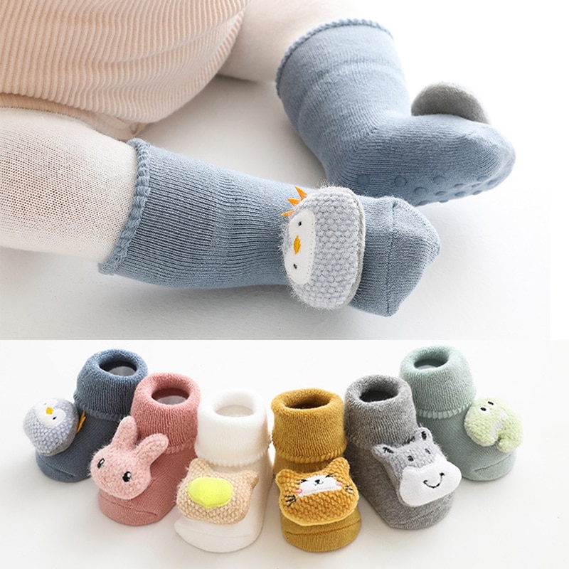 1-3Y Thick Terry Socks Baby Toddler Socks Doll Cartoon Non-slip Newborn Socks Children Floor Sock Warm Infants Socks Baby Stuff