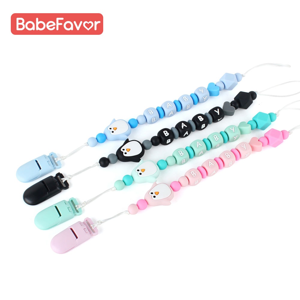 1pc Personalised Name Baby Pacifier Teething Chain Silicone BPA Free Baby Molar Nursing Oral Care Nipple Clip Dummy Holder Chain