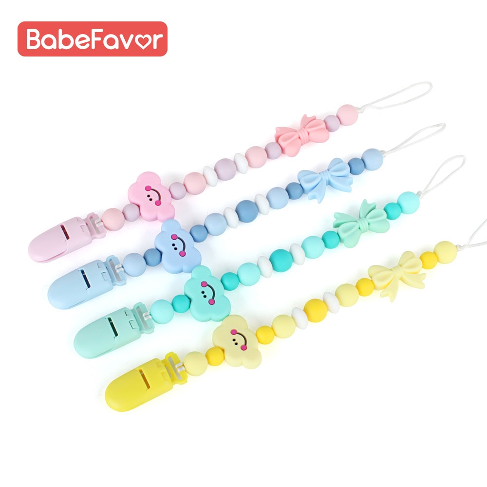 Silicone Baby Pacifier Chain Cloud Bowknot Food Grade Baby Teething Molar Oral Care Chew Nipple Soother Clip Dummy Holder Chains