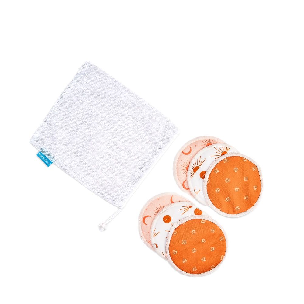 HappyFlute New Print Super Absorbency Bamboo Terry Nursing Pads Mum Use Waterproof Feeding Reusable Breast Pads With Washing Bag