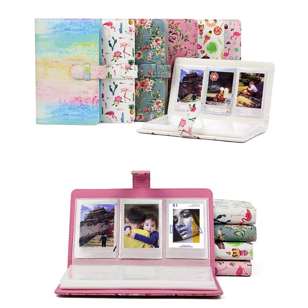 96 Pockets 3 inch Instand Camera Album Home Portable Mini Film Photo Album Floral PU Leather Binders Albums For Storage Photos