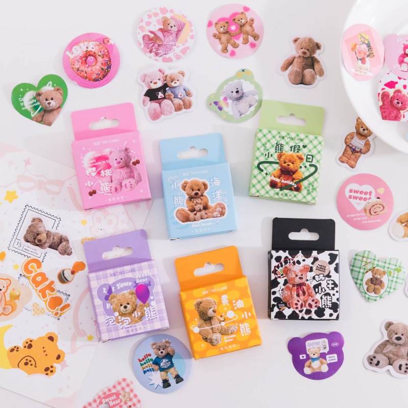 MOHAMM 45 PCS Colorful Cute Bear Decorative Stickers for Diary DIY Art Craft Envelope Seal Scrapbooking Planner