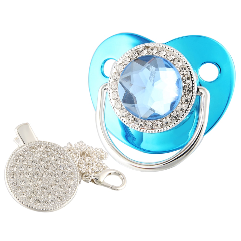 2022 New Rhinestones Golden Baby Pacifier With Clips BPA Free Silicone Infant Nipple Bling Newborn Dummy Soother