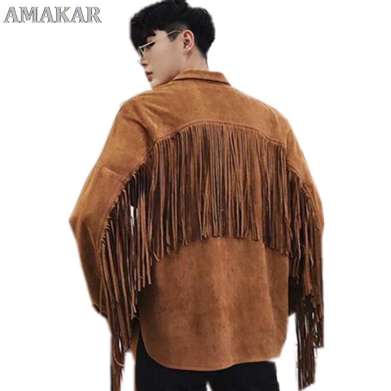 Spring New Men 's Casual Streetwear Hip Hop Street Style Tassel Design Punk Hip Hop Jacket Male Coat Men Clothing
