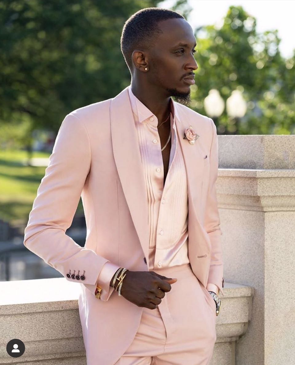 New Arrival Pink Shawl Lapel Wedding Men Suits Tuxedo Costume Homme Terno Masculino Slim Fit Blazer 2 Pieces (Jacket+Pants)