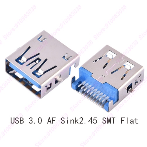 5pieces or 10pieces USB 3.0 Connector Female High-Speed Data Transmission Sink 2.45 SMT Flat Mouth