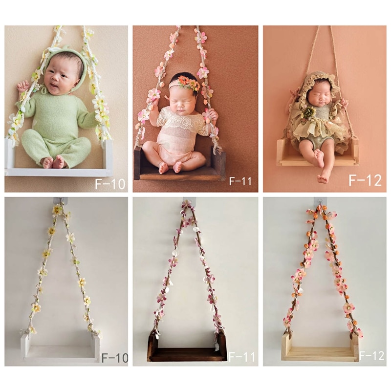 Newborn Baby Girls Photography Props Photography Wooden Swings Seats Props Hanging Swing Seat for Baby Memorable Photo